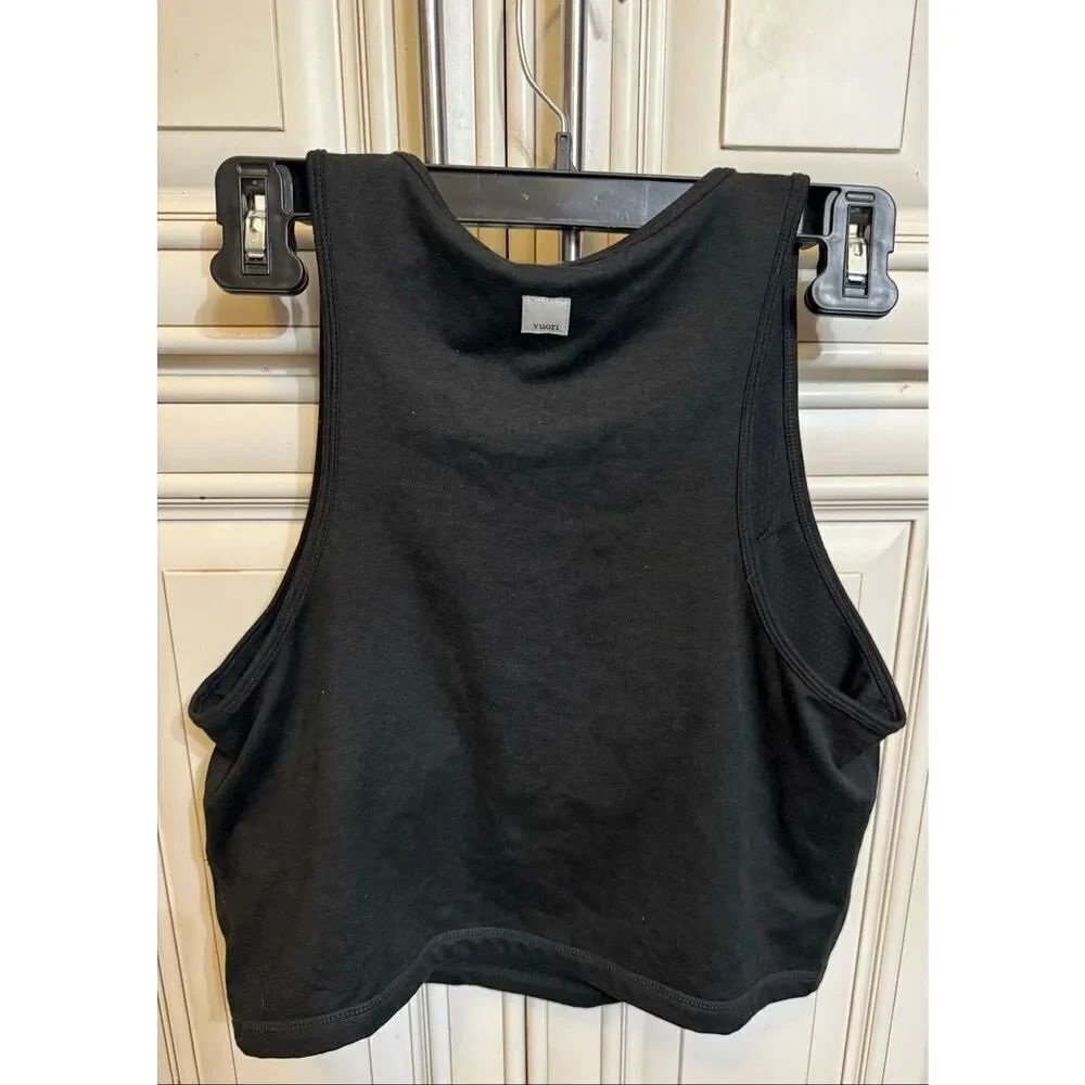 Vuori Women's Sleeveless Quarter Zip Workout Cropped Tank Top Black Size XL